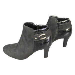 Karen Scott Koraa Strapped Croc Embossed vegan leather Ankle Booties Created For